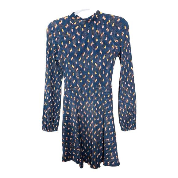 Farm Rio Dresses & Skirts - Farm Rio Cashew Print Mini Dress | Blue Long Sleeve Mock Neck | Size Small NWOT